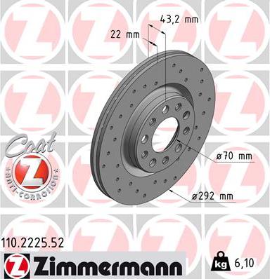 Zimmermann 110.2225.52 - Гальмівний диск autozip.com.ua