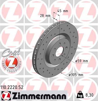 Zimmermann 110.2220.52 - Гальмівний диск autozip.com.ua