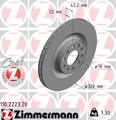Zimmermann 110.2223.20 - Гальмівний диск autozip.com.ua
