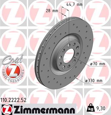 Zimmermann 110.2222.52 - Гальмівний диск autozip.com.ua