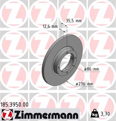 Zimmermann 185.3950.00 - Гальмівний диск autozip.com.ua