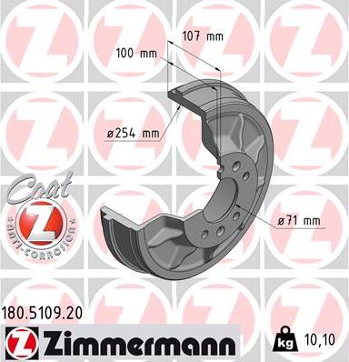 Zimmermann 180.5109.20 - Гальмівний барабан autozip.com.ua