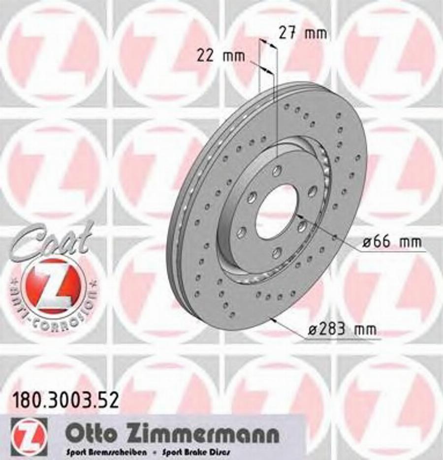 Zimmermann 180.3003.52 - Гальмівний диск autozip.com.ua