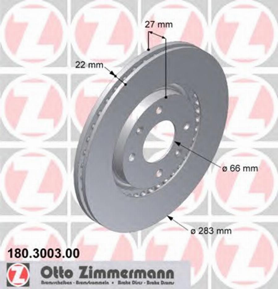 Zimmermann 180 3003 00 - Гальмівний диск autozip.com.ua