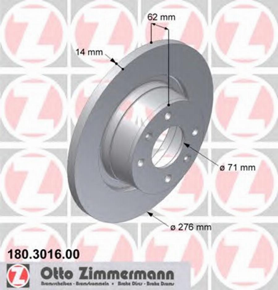 Zimmermann 180 3016 00 - Гальмівний диск autozip.com.ua