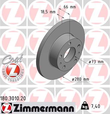 Zimmermann 180.3010.20 - Гальмівний диск autozip.com.ua