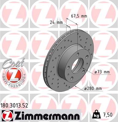 Zimmermann 180.3013.52 - Гальмівний диск autozip.com.ua