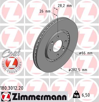 Zimmermann 180.3012.20 - Гальмівний диск autozip.com.ua