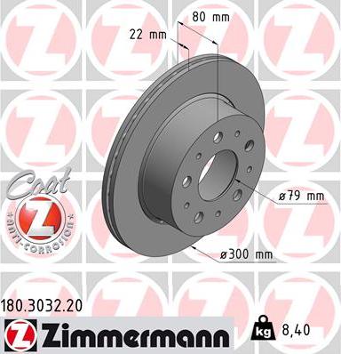 Zimmermann 180.3032.20 - Гальмівний диск autozip.com.ua