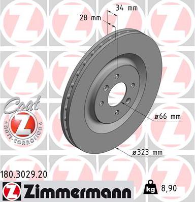 Zimmermann 180.3029.20 - Гальмівний диск autozip.com.ua
