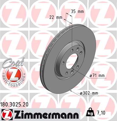 Zimmermann 180.3025.20 - Гальмівний диск autozip.com.ua