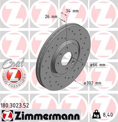 Zimmermann 180.3023.52 - Гальмівний диск autozip.com.ua