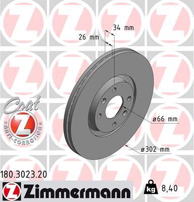 Zimmermann 180.3023.20 - Гальмівний диск autozip.com.ua