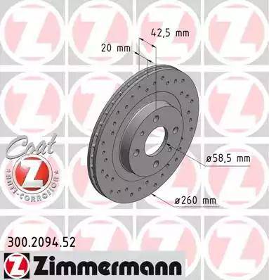 Zimmermann 300.2094.52 - Гальмівний диск autozip.com.ua