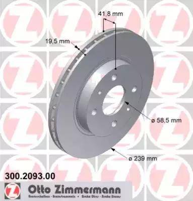 Zimmermann 300.2093.00 - Гальмівний диск autozip.com.ua