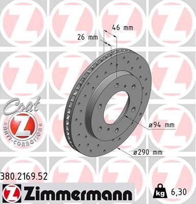 Zimmermann 380.2169.52 - Гальмівний диск autozip.com.ua