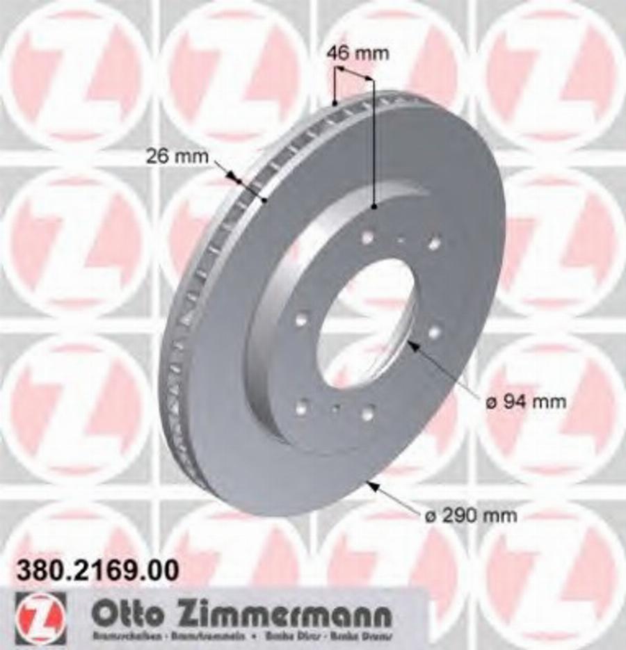 Zimmermann 380.2169.00 - Гальмівний диск autozip.com.ua