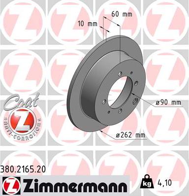 Zimmermann 380.2165.20 - Гальмівний диск autozip.com.ua