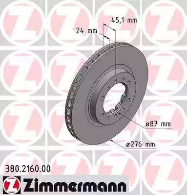 Zimmermann 380.2160.00 - Гальмівний диск autozip.com.ua