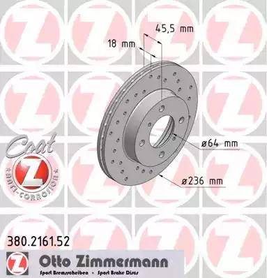 Zimmermann 380.2161.52 - Гальмівний диск autozip.com.ua