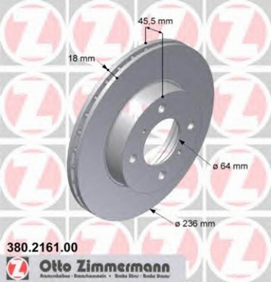 Zimmermann 380.2161.00 - Гальмівний диск autozip.com.ua