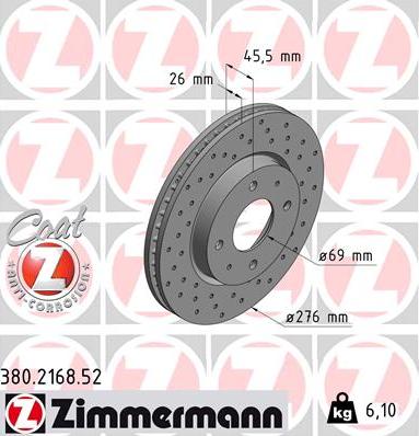 Zimmermann 380.2168.52 - Гальмівний диск autozip.com.ua