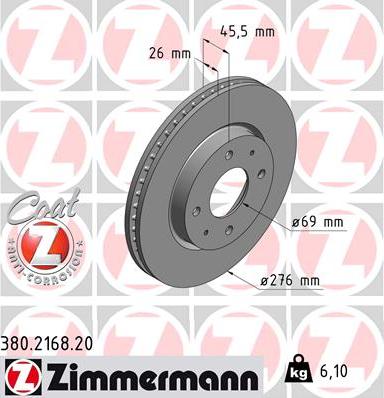 Zimmermann 380.2168.20 - Гальмівний диск autozip.com.ua