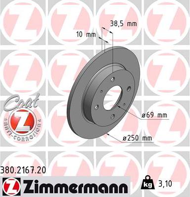 Zimmermann 380.2167.20 - Гальмівний диск autozip.com.ua