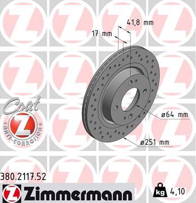 Zimmermann 380.2117.52 - Гальмівний диск autozip.com.ua