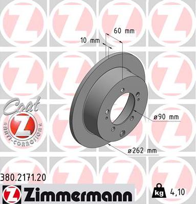 Zimmermann 380.2171.20 - Гальмівний диск autozip.com.ua