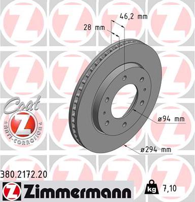 Zimmermann 380.2172.20 - Гальмівний диск autozip.com.ua