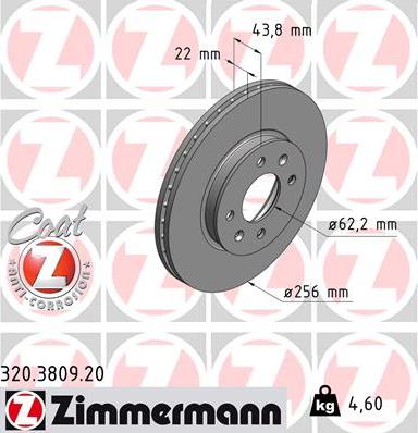 Zimmermann 320.3809.20 - Гальмівний диск autozip.com.ua