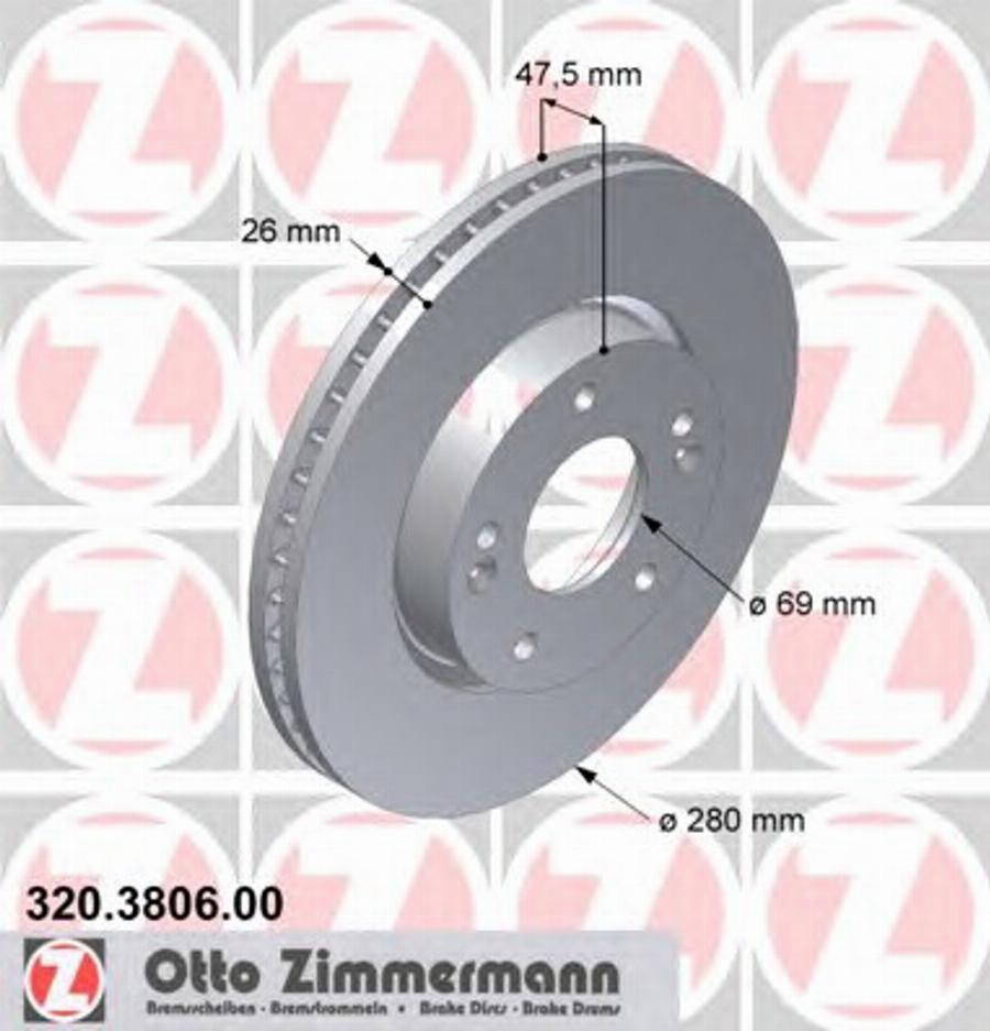 Zimmermann 320.3806.00 - Гальмівний диск autozip.com.ua