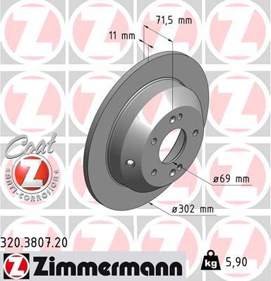 Zimmermann 320.3807.20 - Гальмівний диск autozip.com.ua