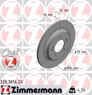 Zimmermann 320.3814.20 - Гальмівний диск autozip.com.ua