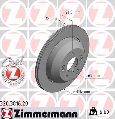 Zimmermann 320.3816.20 - Гальмівний диск autozip.com.ua