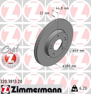Zimmermann 320.3813.20 - Гальмівний диск autozip.com.ua