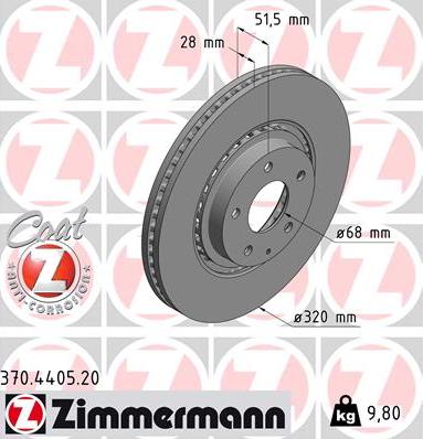 Zimmermann 370.4405.20 - Гальмівний диск autozip.com.ua