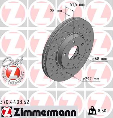 Zimmermann 370.4403.52 - Гальмівний диск autozip.com.ua