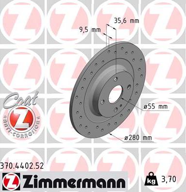 Zimmermann 370.4402.52 - Гальмівний диск autozip.com.ua