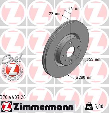 Zimmermann 370.4407.20 - Гальмівний диск autozip.com.ua