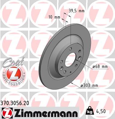 Zimmermann 370.3056.20 - Гальмівний диск autozip.com.ua