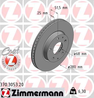 Zimmermann 370.3053.20 - Гальмівний диск autozip.com.ua