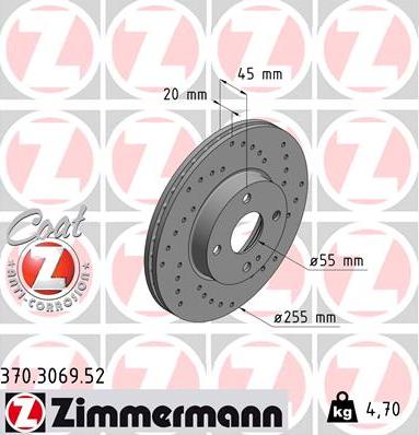 Zimmermann 370.3069.52 - Гальмівний диск autozip.com.ua