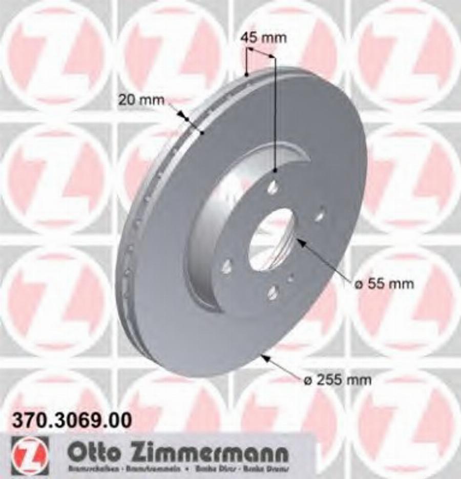 Zimmermann 370.3069.00 - Гальмівний диск autozip.com.ua