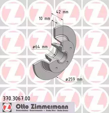 Zimmermann 370.3067.00 - Гальмівний диск autozip.com.ua