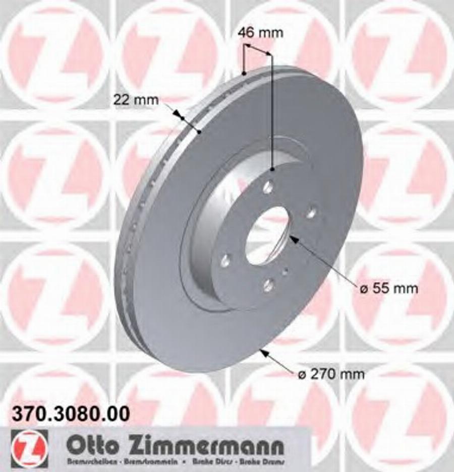 Zimmermann 370.3080.00 - Гальмівний диск autozip.com.ua