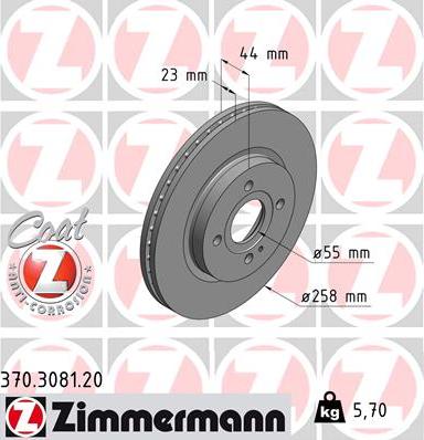 Zimmermann 370.3081.20 - Гальмівний диск autozip.com.ua