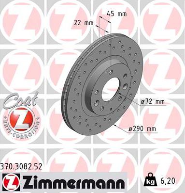 Zimmermann 370.3082.52 - Гальмівний диск autozip.com.ua