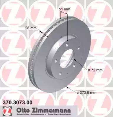 Zimmermann 370.3073.00 - Гальмівний диск autozip.com.ua